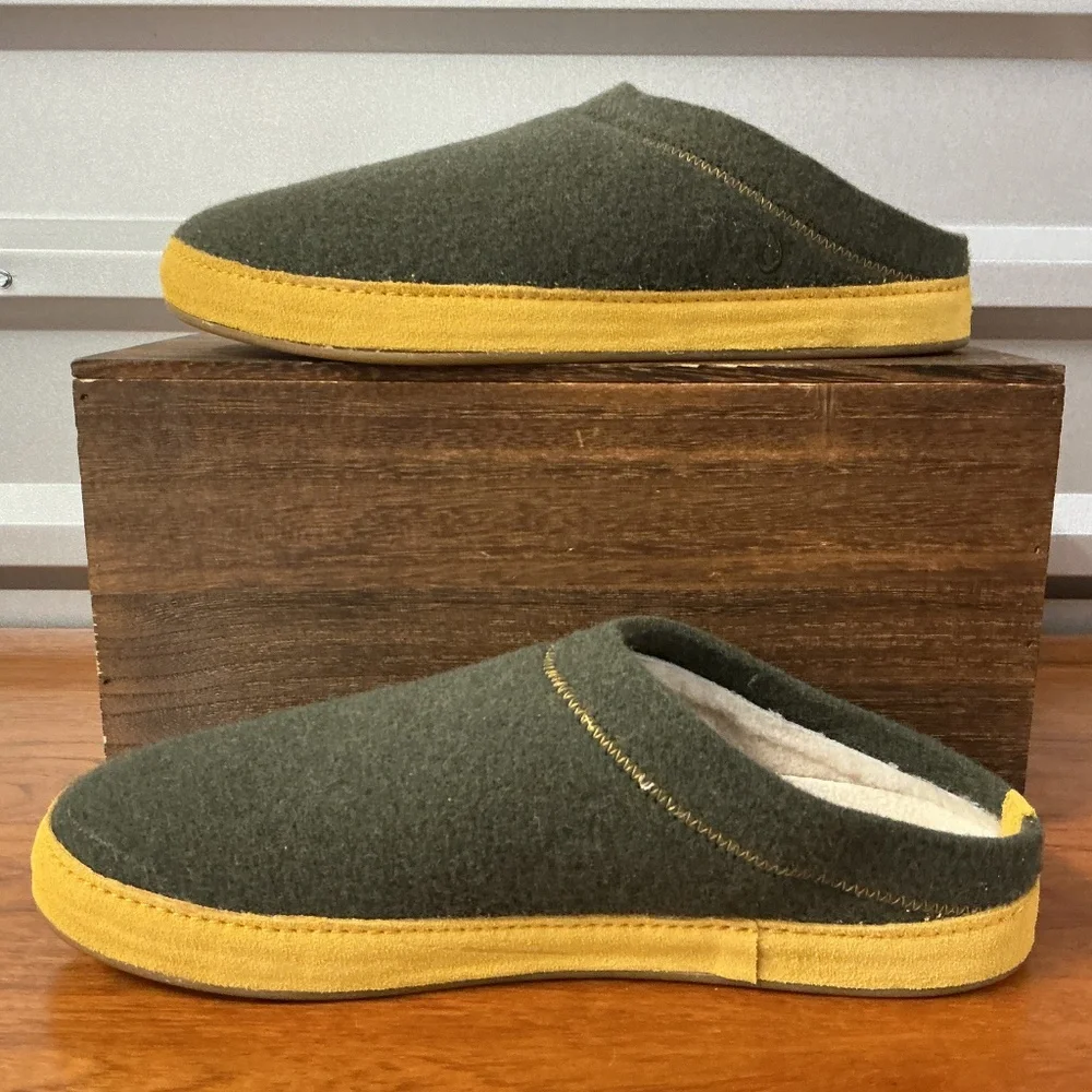 Olukai Men Hamani Hulu Shearling Wool Lined Comfort Mule Slipper Size 12